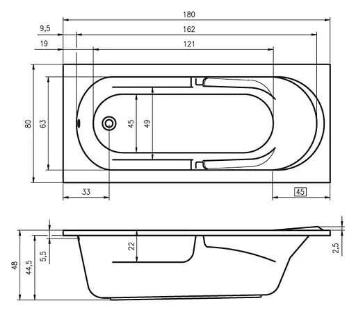 Ванна акриловая Rho Future 180x80 BC3100500000000 Белый - фото 2