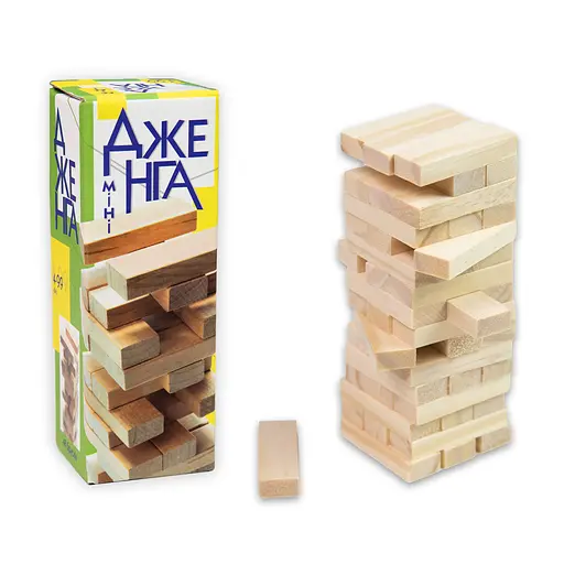 Настільна гра Дженга міні, 19x6.7x6.7 см, Стратег, 30968 (російською)