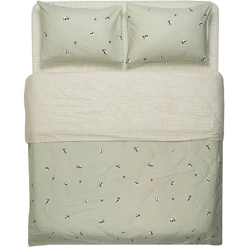 Набір постільної білизни 1,5сп Ardesto Gloria, 160х220см, 100% бавовна, сатин, панди, зелений (ART1622PS) - фото 1