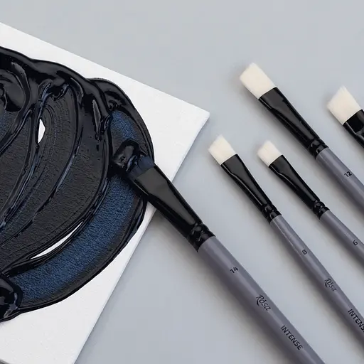 Пензель синтетика кутова INTENSE 1668А №1 довга ручка Rosa - фото 8