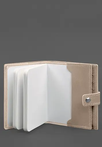 Кожаная обложка-портмоне на паспорт с гербом Украины 25.1 Светло-бежевая - фото 4