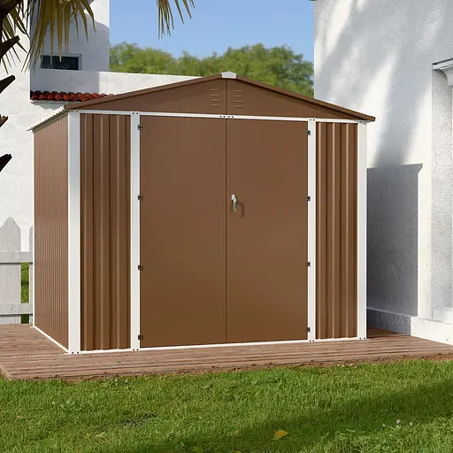 Хозблок-сарай металлический DS-03 с двускатной крышей 200х240х180 см. Коричневый - фото 8