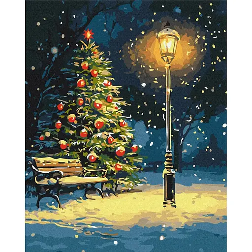 Картина за номерами на підрамнику Brushme Нічний танок сніжинок