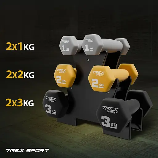 Набор фитнеса гантелей Trex Sport TX-V120VS с подставкой 12кг - фото 2