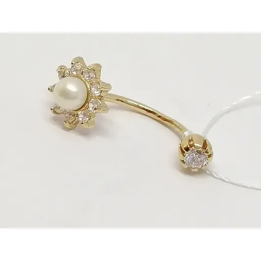 Золота сережка-пірсинг Імперія золота з перлами і фіанітами. ПС044И - фото 2