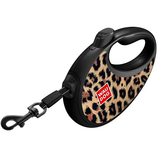 Повідець-рулетка для собак WAUDOG R-leash з контейнером для пакетів, малюнок "Леопард" світловідбивна стрічка M до 20 кг 5 м - фото 4