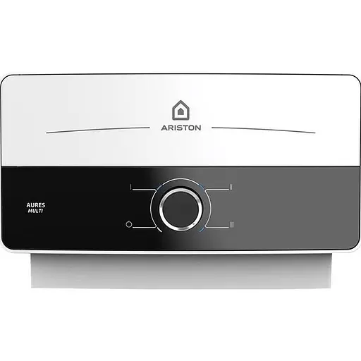 Электрический проточный водонагреватель Ariston AURES SM 7.7, горизонтальный, прямоугольный, бело-черный (3195213) - фото 1