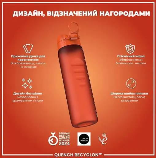 Пляшка для води ION8 1000 мл (ЕКО пляшка) BPA Free Hearty Orange (I8RF1000HORG) - фото 4