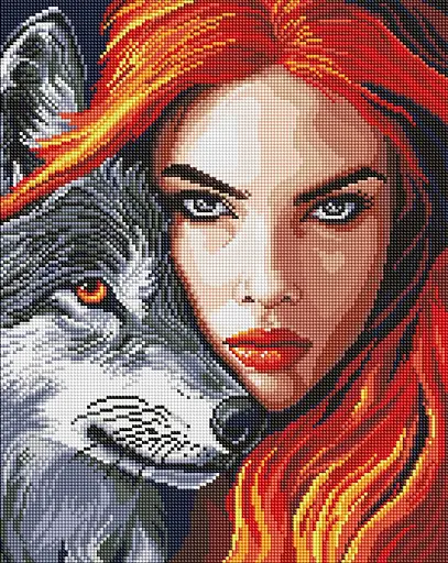 Набір з алмазною мозаїкою на підрамнику Руда з вовком Ideyka AMO8239, 40x50 см