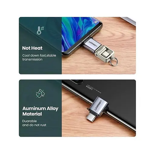 Адаптер переходник Ugreen US270 OTG Type-C USB 3.0 (50283) серебристый - фото 3