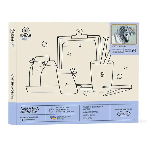 Набір з алмазною мозаїкою "Квіти в гриві", 40*50 см, IDEA2-CK3426 - фото 2