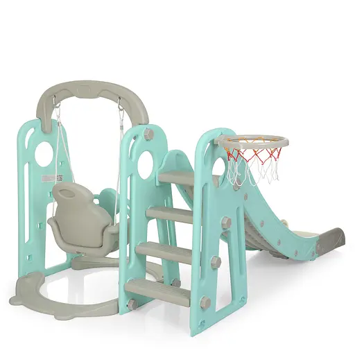 Дитяча гірка-гойдалка BAMBI YG2020-1-4 з баскетбольним кільцем, ш153-г195-в113см, голуба - фото 6