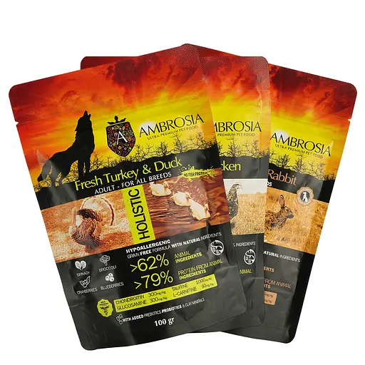 Набір дегустаційного сухого корму для дорослих собак Ambrosia Grain Free 300 г (3 шт. х 100 г)