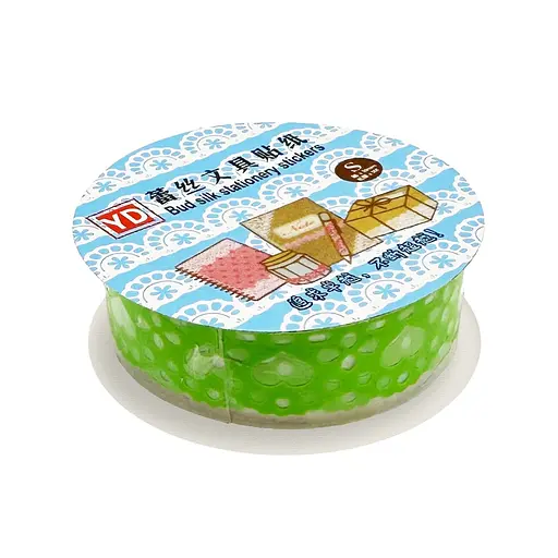 Декоративний скотч з орнаментом "Серце" Bambi №63(Green) 1,8 см х 1 м - фото 1