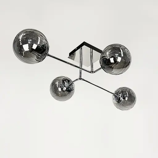 Сучасна стельова люстра в хромі на 4 графітових плафони | Арт. 2693/4 (new) CH+GR | Line F - фото 1