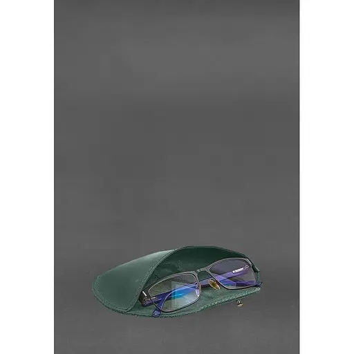 Кожаный чехол для очков BlankNote Crazy Horse с клапаном на резинке Зеленый  - фото 7