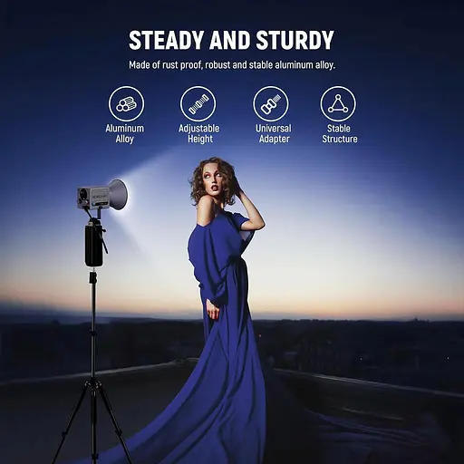 NEEWER ST195 - Подставка для фотосвета, 1,5-6,4 фута/18,5-76,8 дюйма, алюминиевый двусторонний осветительный штатив для студии - фото 6