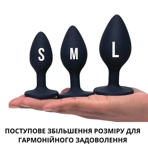 Анальная пробка I’MCUM Crystal Harmony Размер М 8x3.5 см Силиконовая Черная (IM-KGS201_M_bk) - фото 6