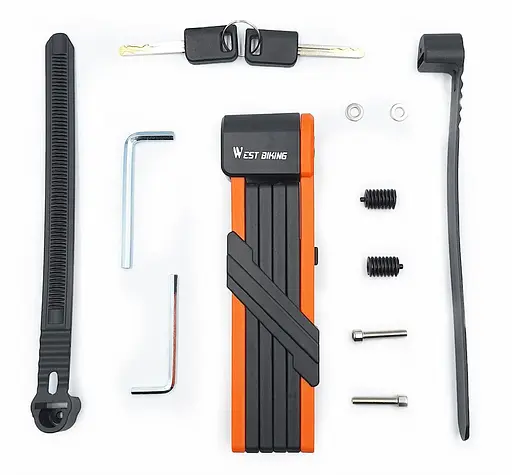 Велосипедний замок фолдінговий West Biking YP0705080 чорно-жовтогарячий (G0001275) - фото 3