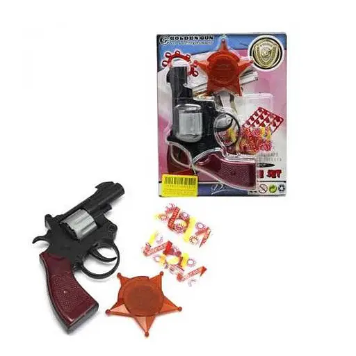 Іграшковий револьвер з пістонами та значком "DENA" Golden Gun 238GG - фото 2