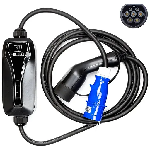 Зарядний пристрій HiSmart для електромобілів Type 2-CEE, 6-32A, 7.2кВт, 1 фазний, 5м