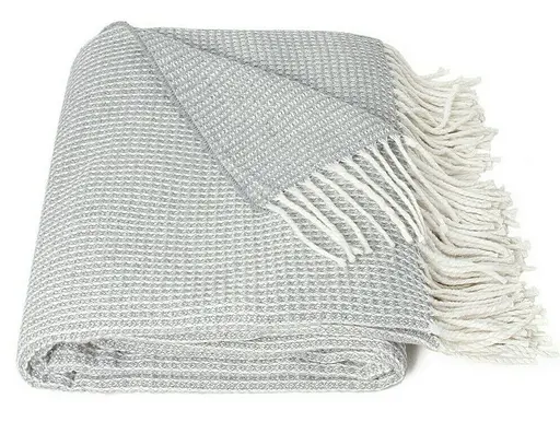 Плед хлопковый Vladi Валенсия Верона 140х200 бело-светло-серый - фото 1