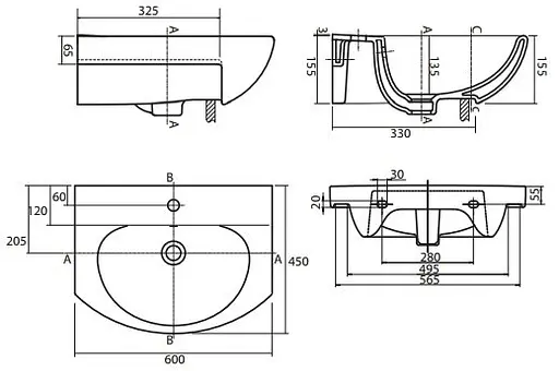 Раковина мебельна Kolo Runa 60x45 L81960000 - фото 2