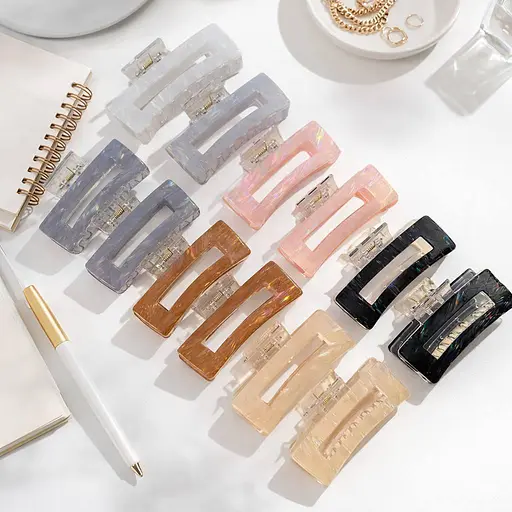 Прямокутний краб затискач для волосся з акрилу 12 шт. - фото 1