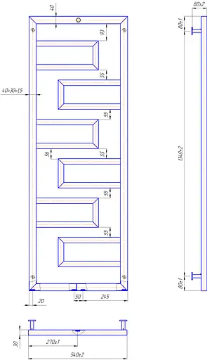 Водяна рушникосушка Mario Inox Талія 1500x540/500/50 1.7.044614.P, Хром, нижнее - фото 3
