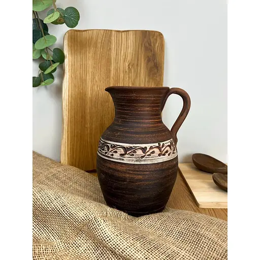 Глек 2 літри керамічний (глиняний) різьблений з ручкою 