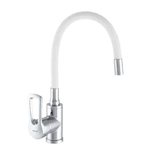 Змішувач для кухні Zerix SAR 181 з білим силіконовим виливом ZX2671 Хром - фото 1