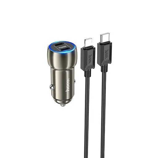 Адаптер автомобильный Type-C to Lightning Cable Tough dual port car charger Z48 коричневый - фото 1