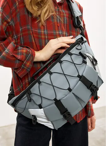 Женская сумка-бананка под ноутбук Sambag Urban Pro голубая 46×26 см (51411210) - фото 6