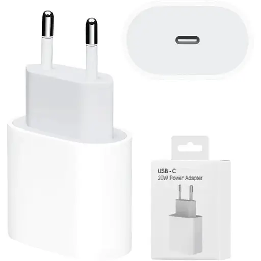 Комплект iPhone OEM USB-C 20W та кабель USB-C to Lightning адаптер + шнур сумісний з iPhone, iPad білий - фото 1