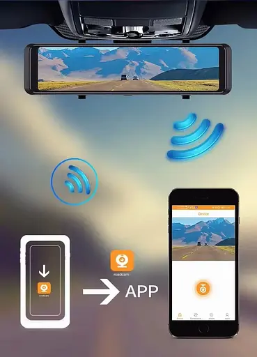 Зеркало видеорегистратор DVR C109 10.26" 2k (2 камеры) Wi-Fi Bluetooth AUX Android Auto CarPlay - фото 8