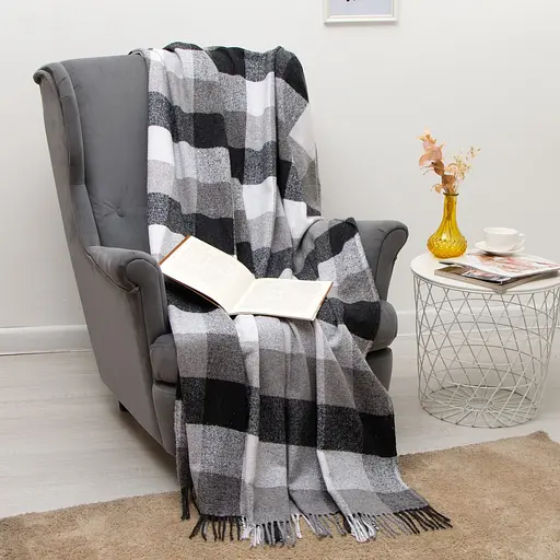 Плед вовняний Vladi Палермо 140x200 біло-сірий темно-сірий - фото 1