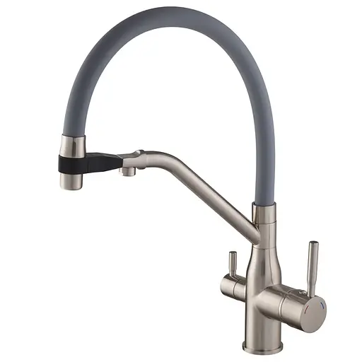 Смеситель для кухни Mixxus Premium Gravity 021 SS Color с гибким изливом MI6980 Нержавеющая сталь - фото 1