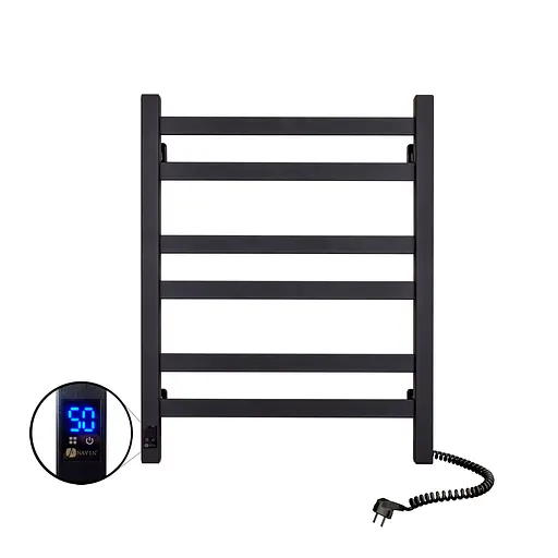 Электрический полотенцесушитель Navin Авангард 480x600 Sensor правосторонний с таймером, черный 12-228053-4860, Черный матовый, Правое, Электронный - фото 5