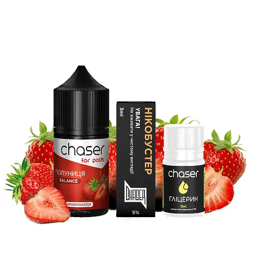 Набор компонентов для самозамеса солевой заправки CHASER For Pods BALANCE NEW 30 мл Клубника, 0-50 мг (15628)