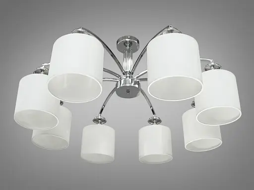 Ультрасовременная люстра с тканевыми абажурами на 8 рожков, цвет-хром. - фото 2