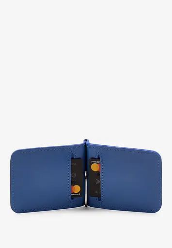 Шкіряний затиск для грошей яскраво-синій - фото 3