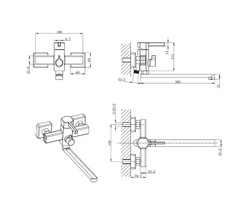 Змішувач для ванни Mixxus Bond 006 Euro (MI7152) - фото 2