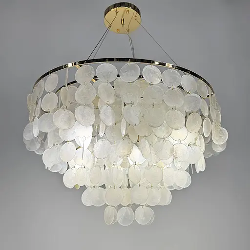 Круглая золотая люстра ATHELIA с перламутровыми пластинами Ø 80 см | Ст. 1537-800 GD | Line F - фото 2