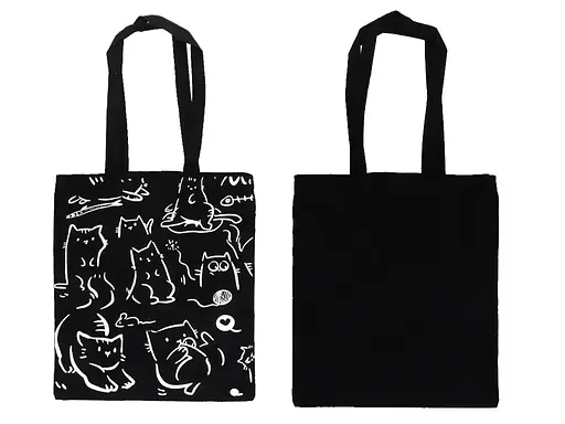 Эко сумка с ручками 35x37 см черная с рисунком 3537-2