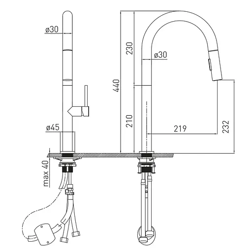 Змішувач для кухні з висувним виливом Volle Bravo C хром 1500.110301 Хром - фото 2
