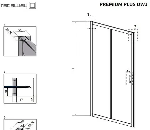 Душевые двери Radaway Premium Plus DWJ 120 см стекло прозрачное 33313-01-01N - фото 4