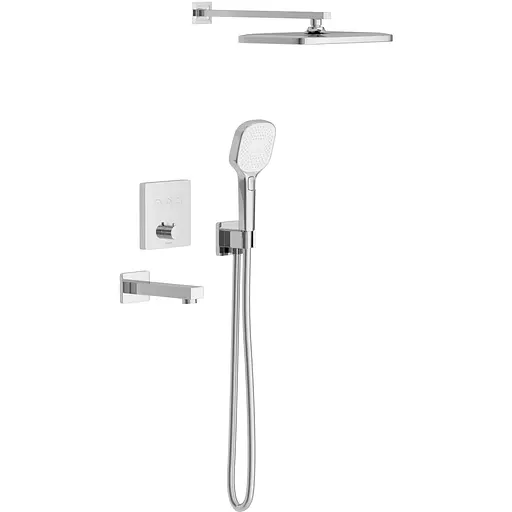 Душевая система скрытого монтажа с термостатом и изливом Imprese Bilovec Click верхний душ 320x210 мм ABS хром t04800901SBC, Хром - фото 1