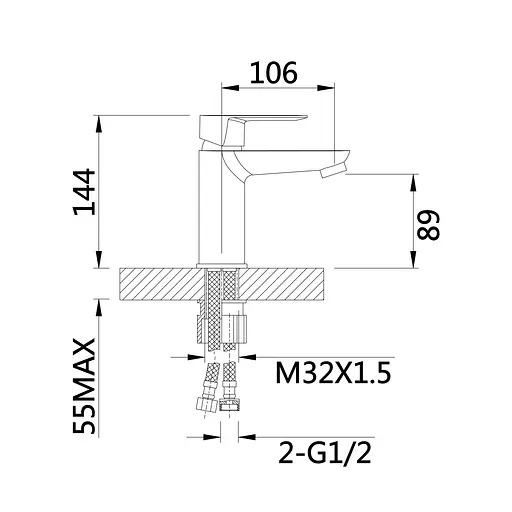 Смеситель для умывальника Lidz Latwa 001 (k35) LDLAT001BLA45418 Black Черный матовый - фото 2