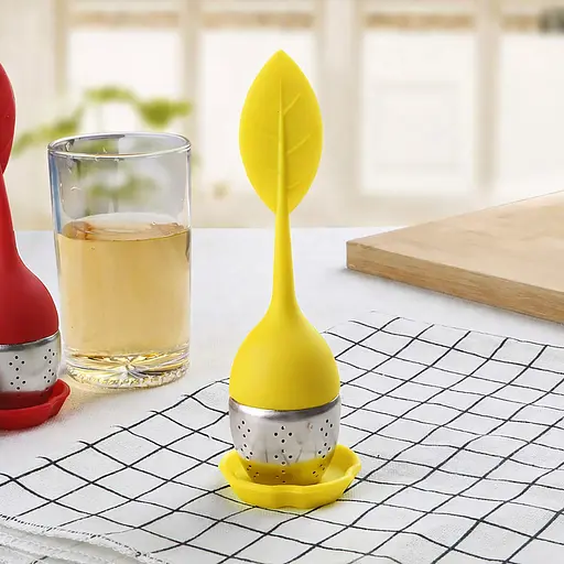 Заварник ситечко для заваривания для чая силиконовый в форме листочка Желтый 88270 - фото 8