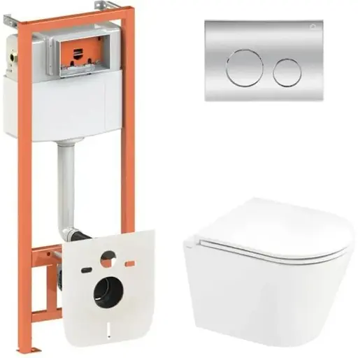 Набір Q-tap Nest 4 в 1 підвісний унітаз Scorpio Ultra Quiet 520x365x365 + комплект інсталяції QT1433053EUQW45165 - фото 1